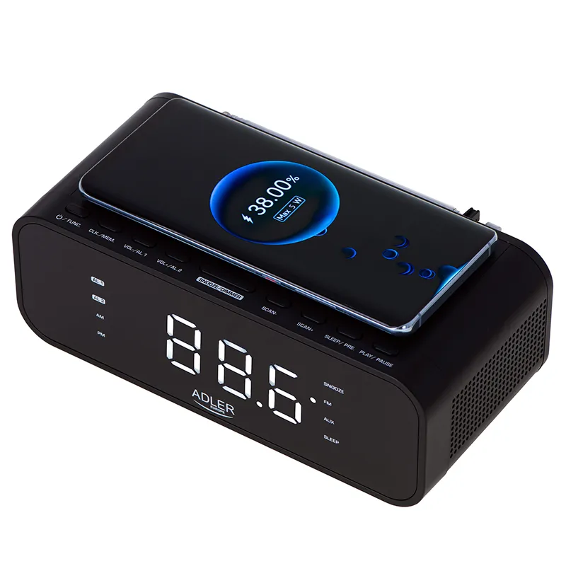 Radio cu Ceas Incarcare Wireless AD 1192 Negru Adler