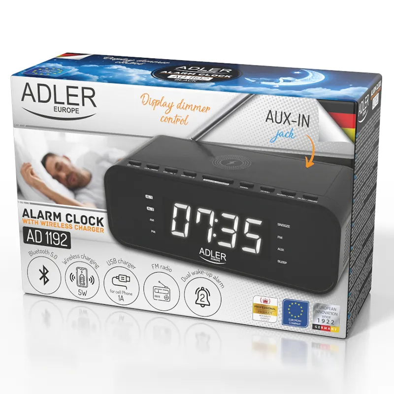 Radio cu Ceas Incarcare Wireless AD 1192 Negru Adler