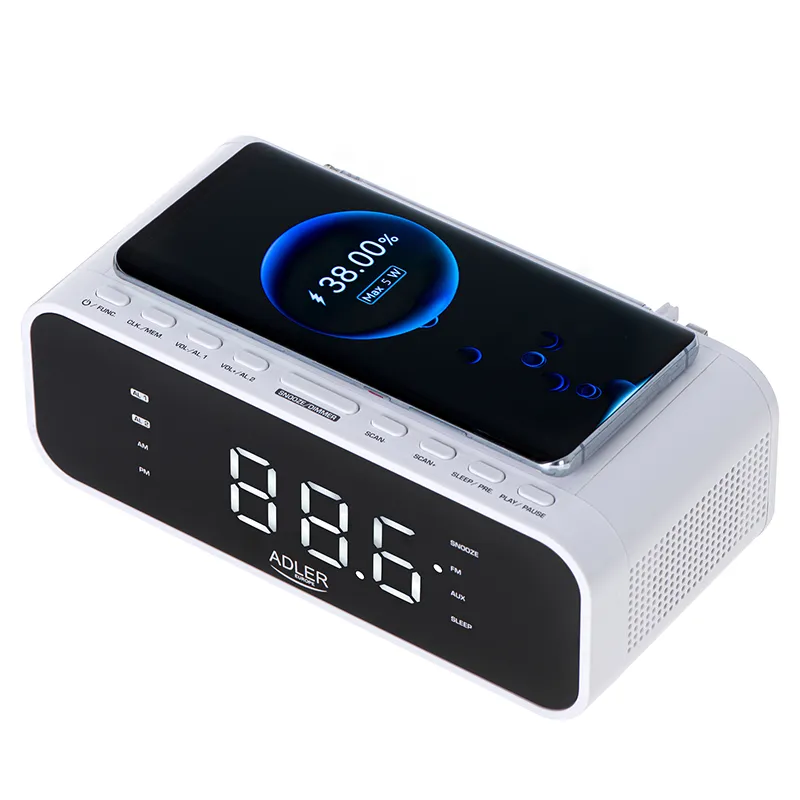 Radio cu Ceas Incarcare Wireless AD 1192 Alb Adler