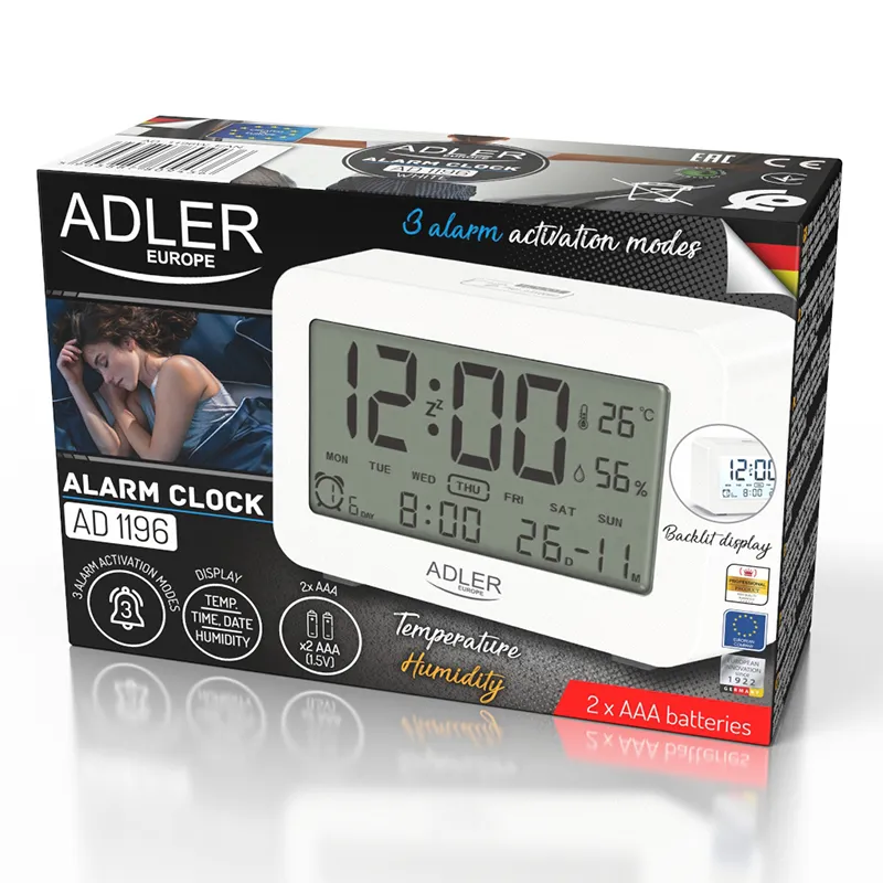 Ceas Alarma cu Baterii 2 X R6 Adler
