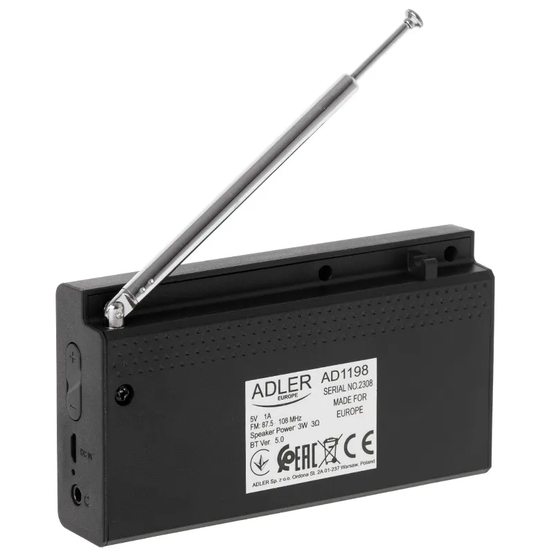Radio Portabil cu Ceas AD 1198 Adler