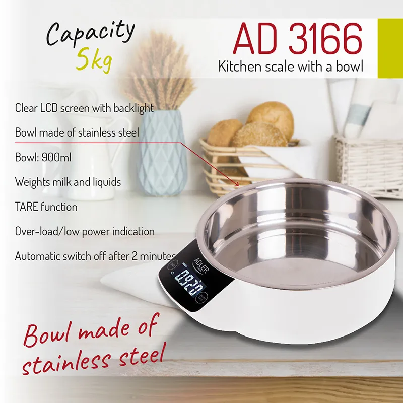 Cantar Bucatarie cu Bol Metalic AD 3166 Adler