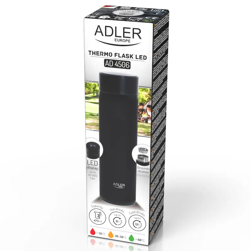 Termos cu Afisaj Temperatura Negru Adler