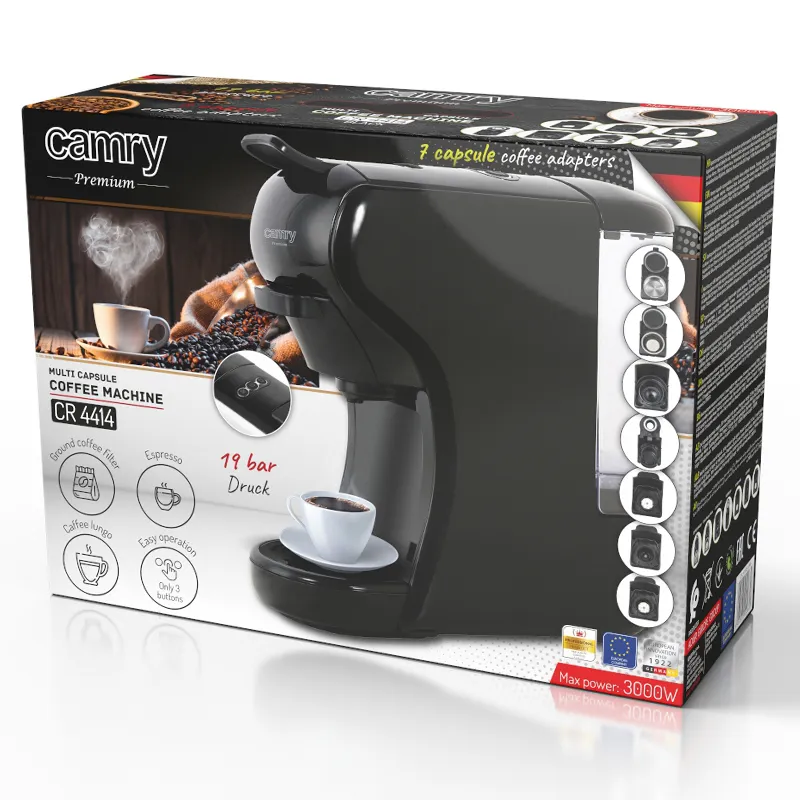 Espressor 19 Bar Multi Capsule CR 4414BB Camry