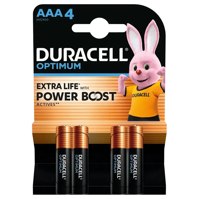 Baterie Alcalina Duracell Optimum LR03 Blister 4 Buc