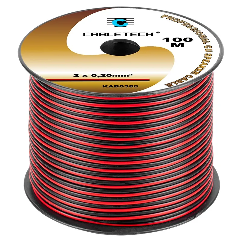 Cablu Difuzor Cupru 2X0.20MM Rosu/Negru 100M