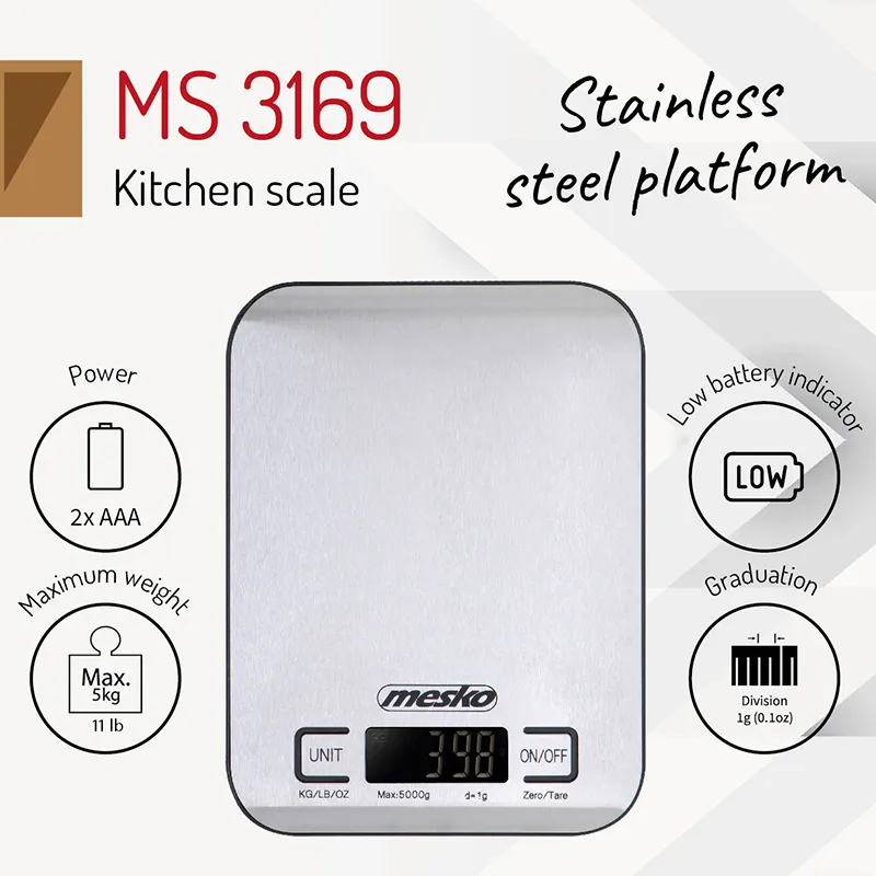 Cantar Bucatarie Inox Ms 3169 Negru Mesko