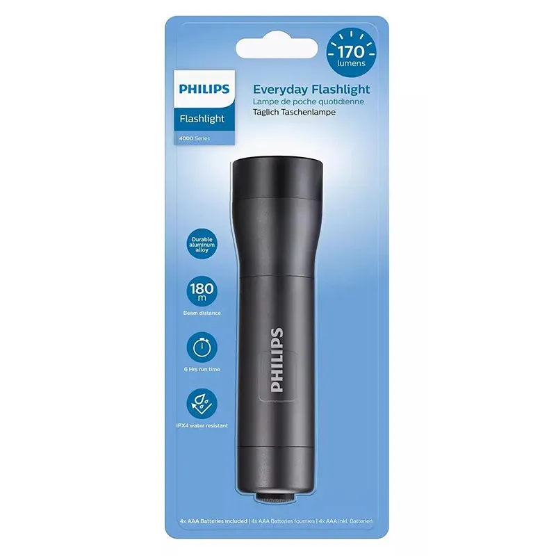 Lanterna LED Aluminiu 170 Lumen 4 AAA Philips