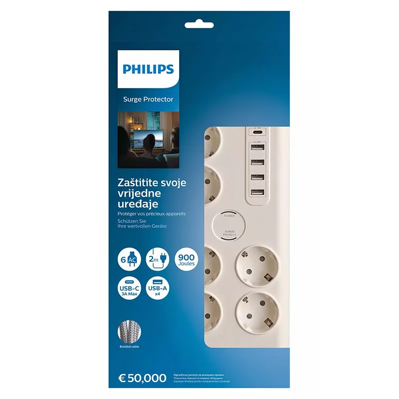 Prelungitor Surge Protector 6 Prize Philips
