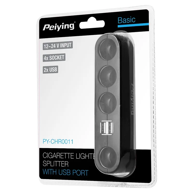 Splitter Bricheta Auto X4 cu USB si Cablu Peiying