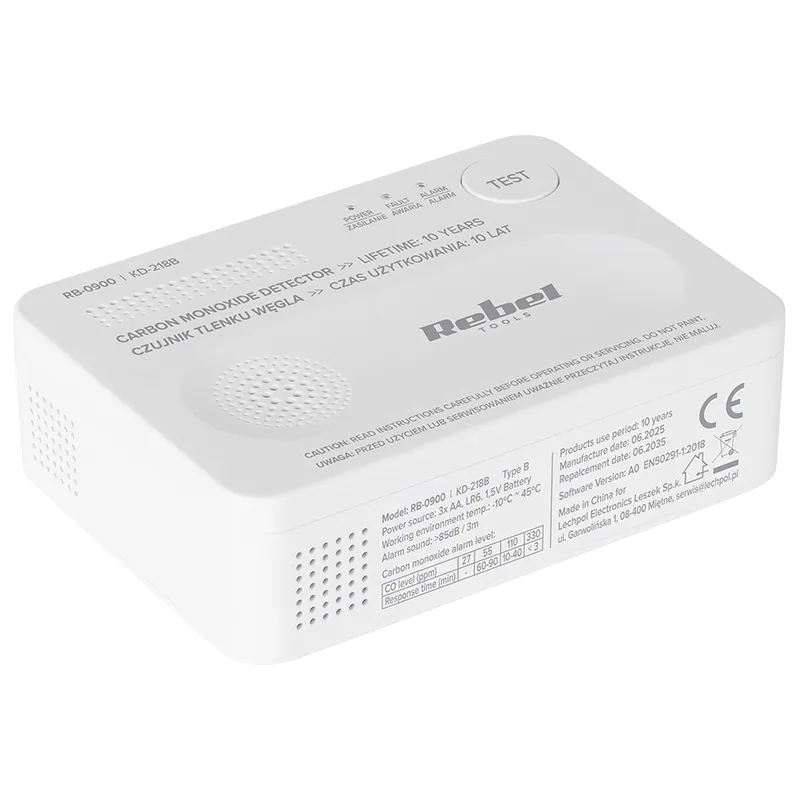 Detector Senzor Monoxid de Carbon Rebel