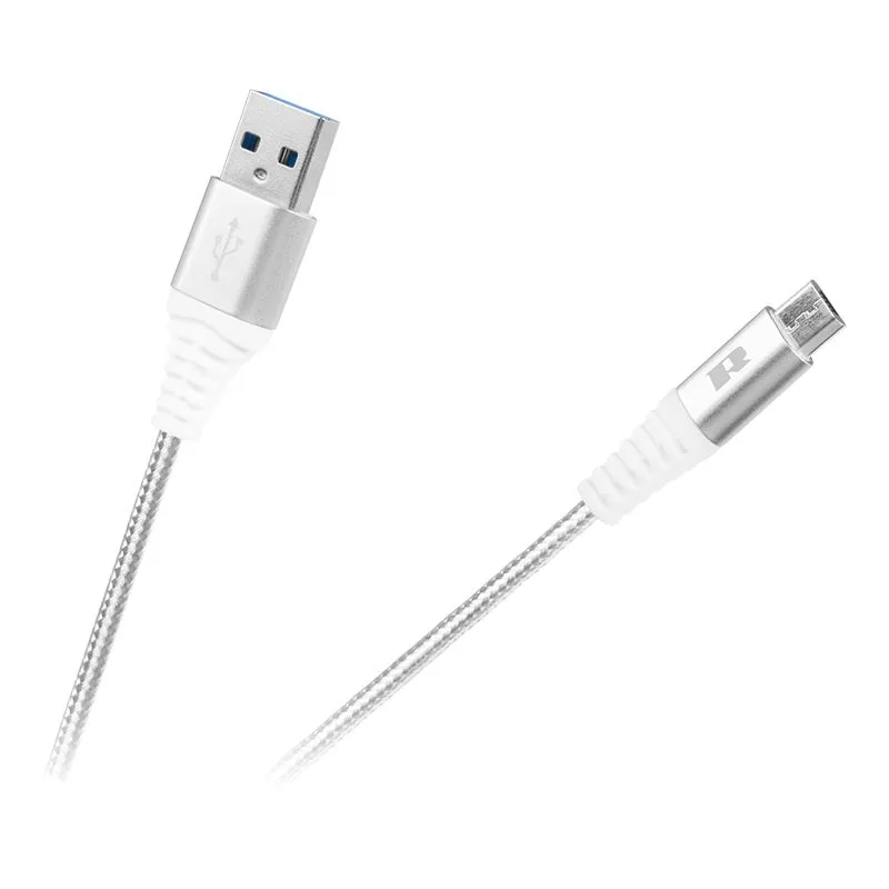 Cablu USB - Micro USB 100CM Alb Rebel