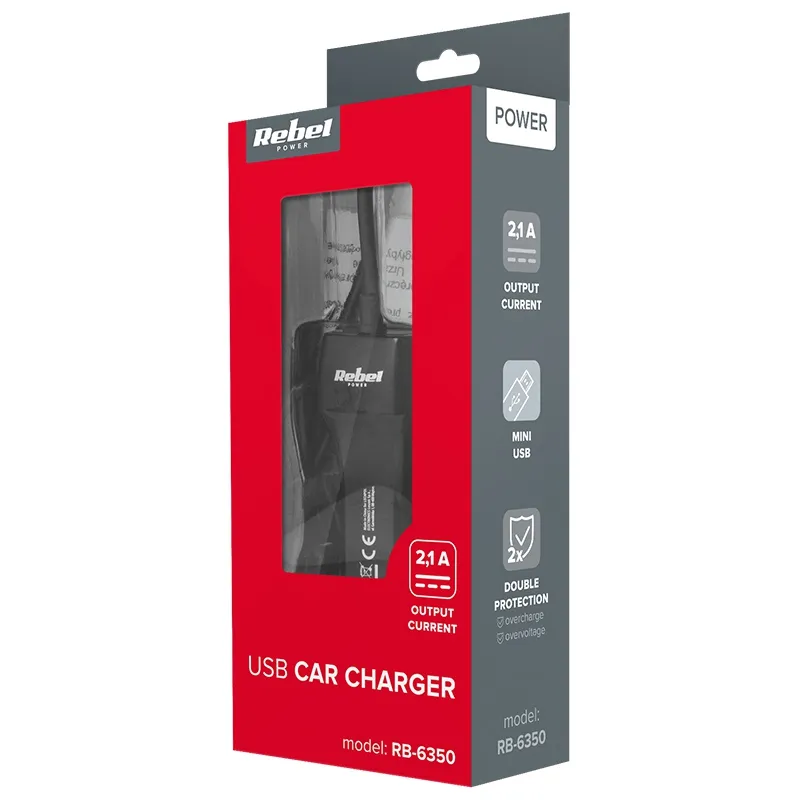 Incarcator Auto Mini USB 2100MA Rebel