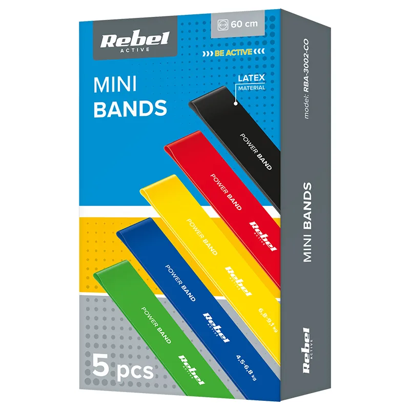 Set 5 Benzi Elastice Latex Mini Band 2-18KG Rebel Activ