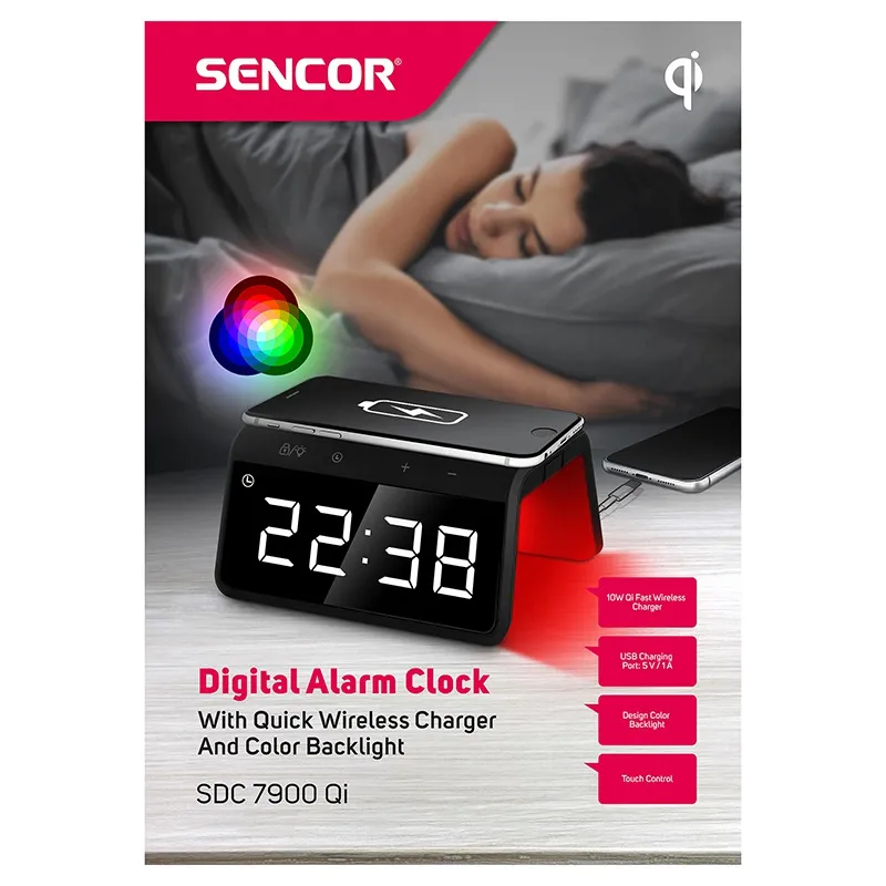 Ceas Digital cu Incarcare Wireless Sencor