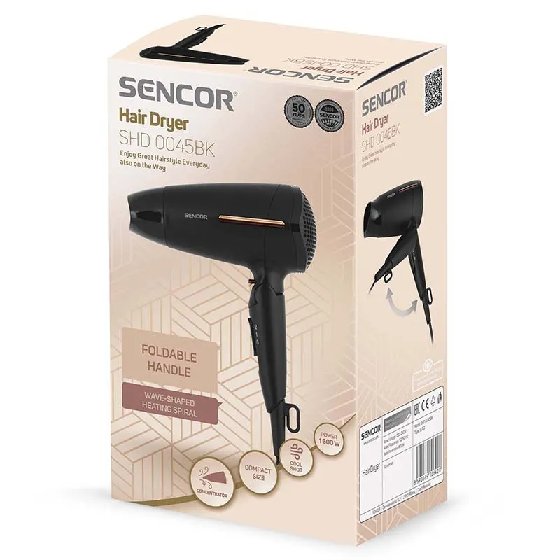 Uscator Par  Ionizare Maner Pliabil 1600W Sencor