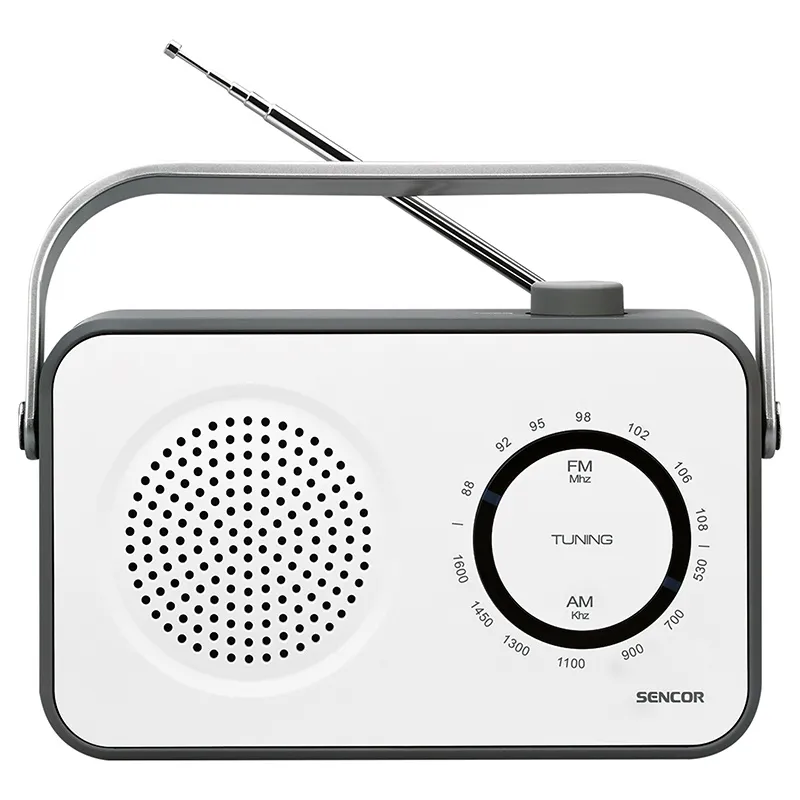 Radio Portabil AM/ FM Cauciucat Alb Sencor