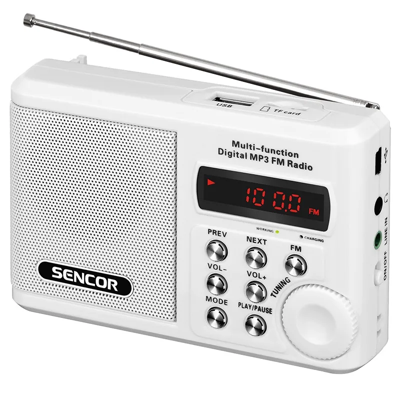 Radio Portabil Micro SD Alb Sencor