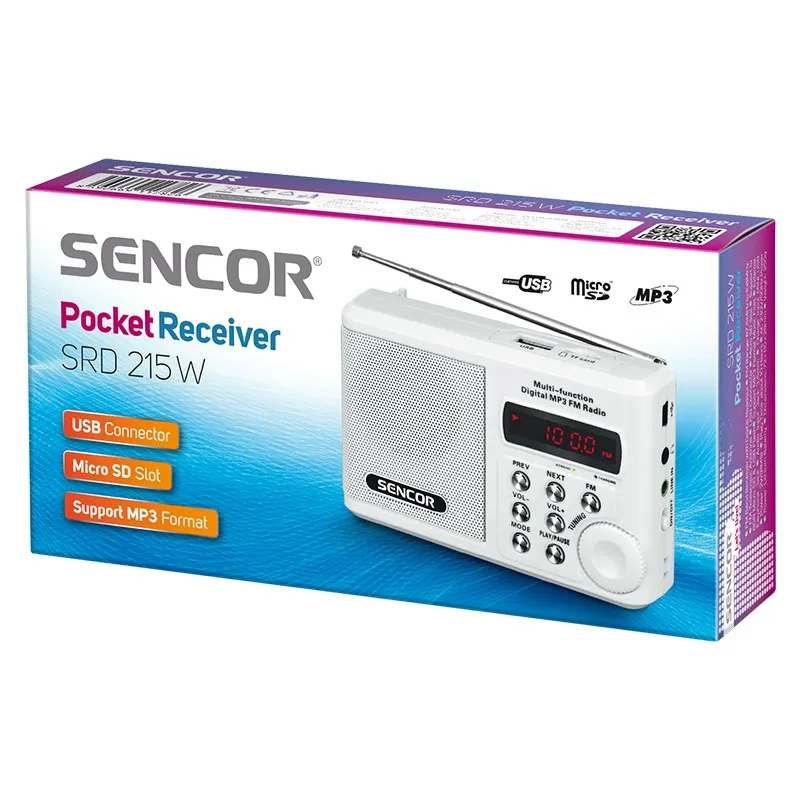 Radio Portabil Micro SD Alb Sencor