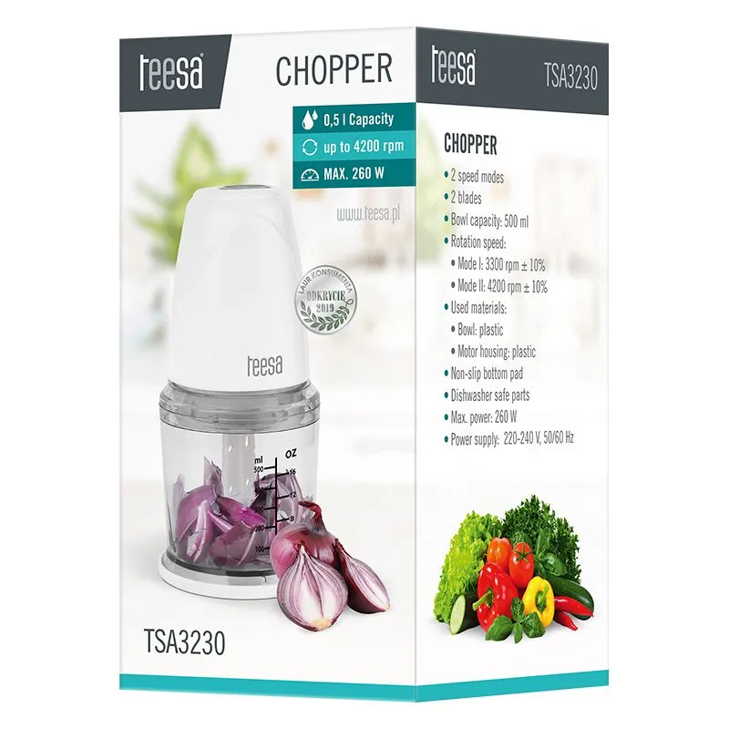 Tocator Chopper Bol Plastic 0.5L 260W Teesa