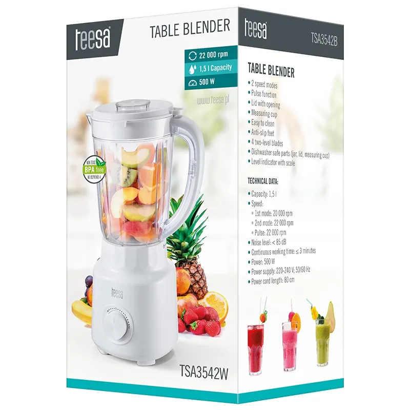 Blender Masa 500W 1.5L Alb Teesa