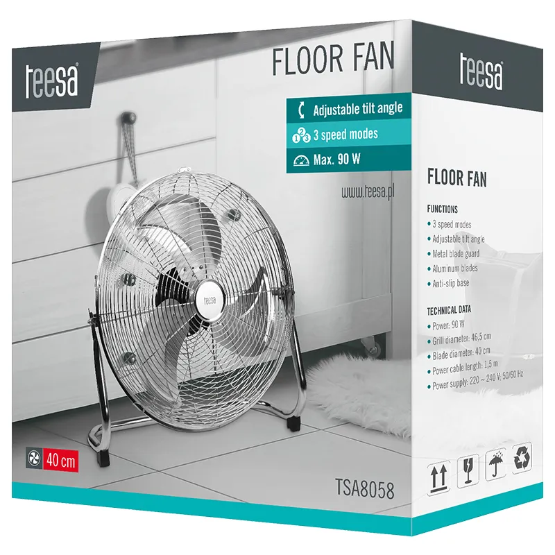 Ventilator Podea 40CM 3 Viteze 90W Teesa