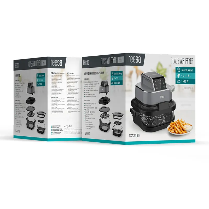 Friteuza Glass Airfryer 4L+1.5L 1500W Teesa