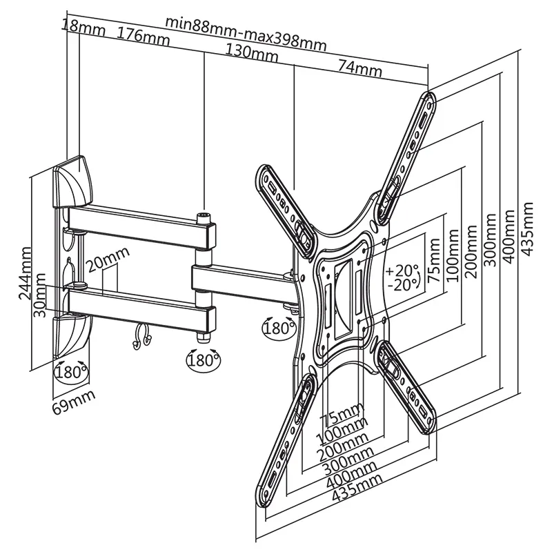 Suport TV de Perete 23-55INCH Cabletech