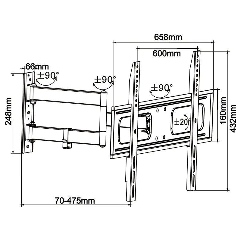 Suport TV de Perete 40-65 Inch Cabletech