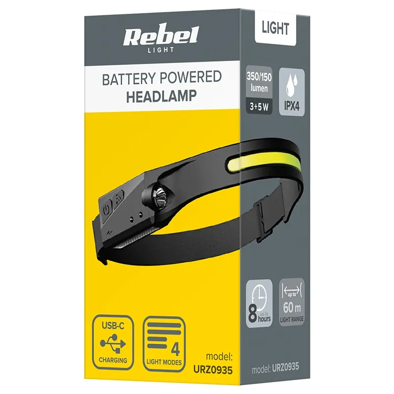 Lanterna Frunte  LED + COB 3W + 5W cu Acumulator Rebel