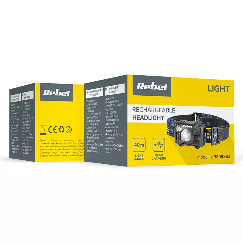 Lanterna Frontala LED 3W Accu 120LM Rebel