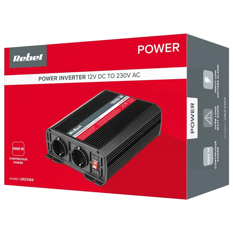 Invertor 12V/230V 1000W 2 Iesiri Rebel