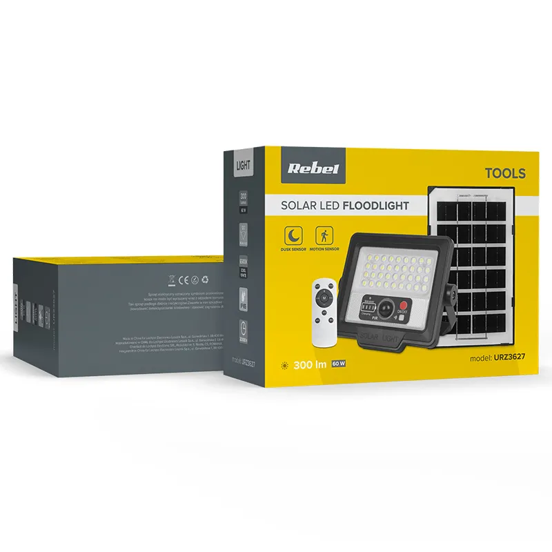 Reflector LED 60W 6500 Panou Solar 4W Telecomanda Rebel