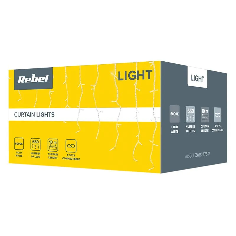 Perdea 650 LED-Uri IP44 Alb Rece 10M Rebel
