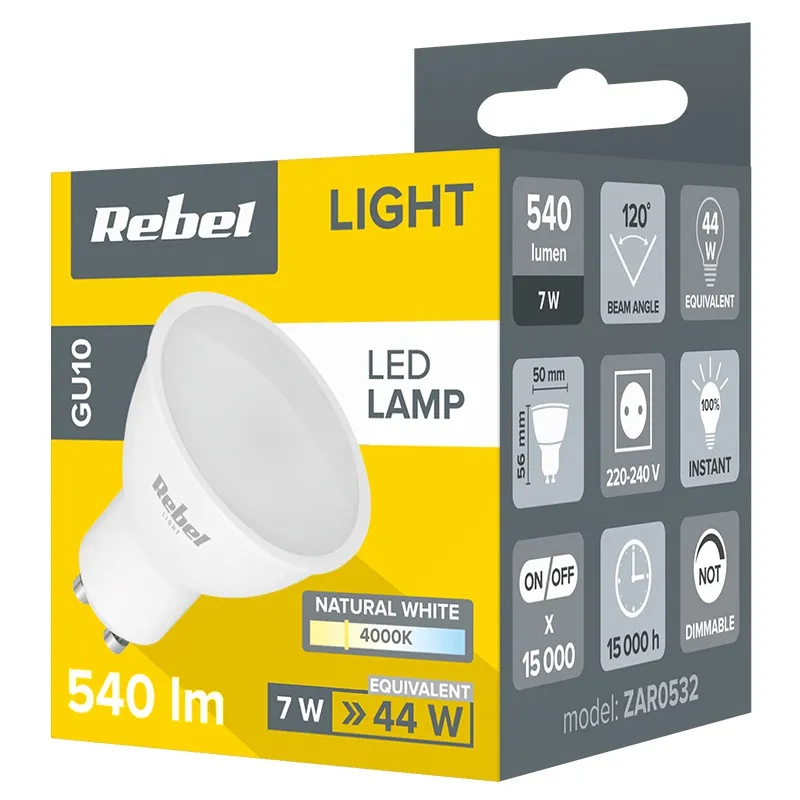 Bec LED GU10 7W 4000K 230V Rebel