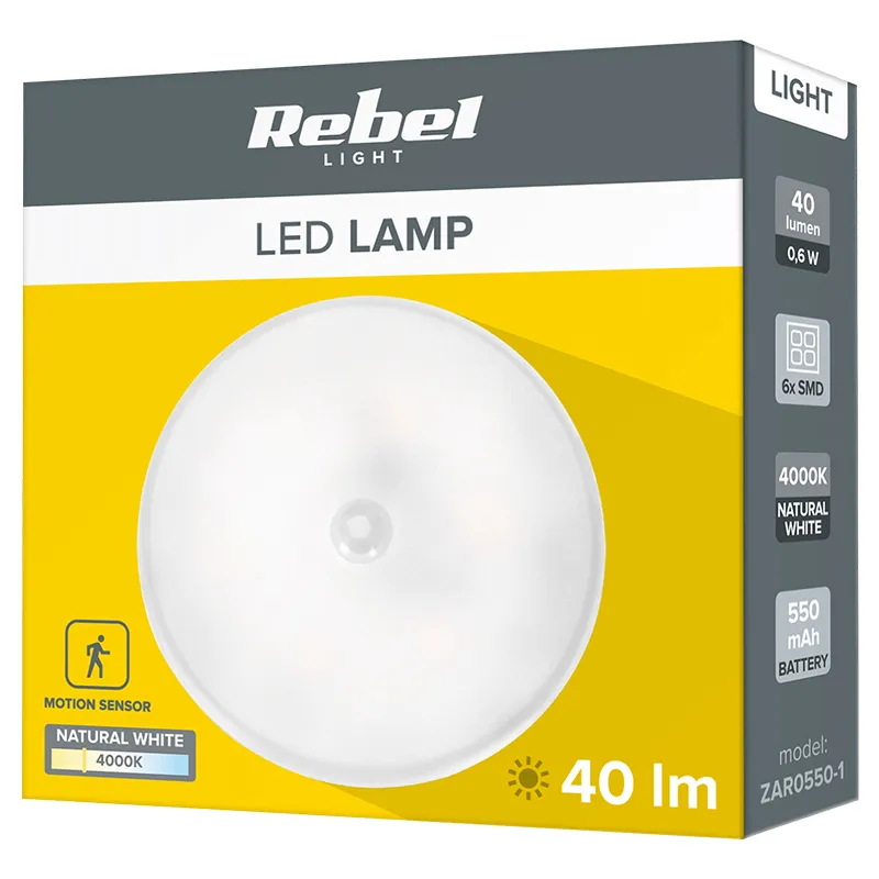 Lampa LED Magnet Senzor Miscare Acumulator Rebel