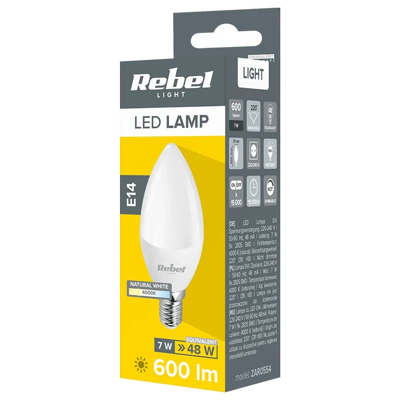 Bec LED E14 7W 4000K 230V Rebel
