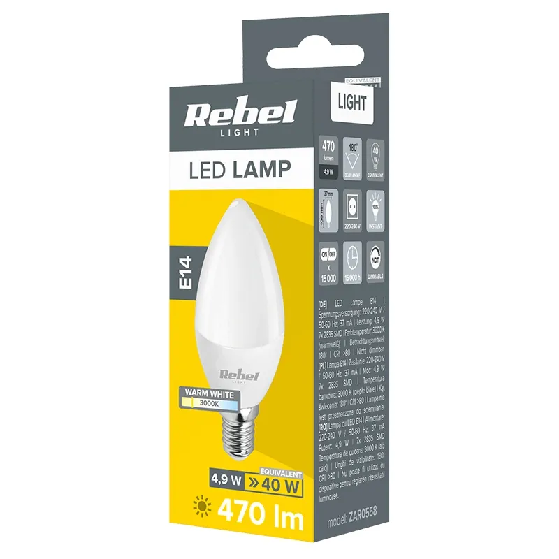 Bec LED E14 5W 230V 3000K Rebel