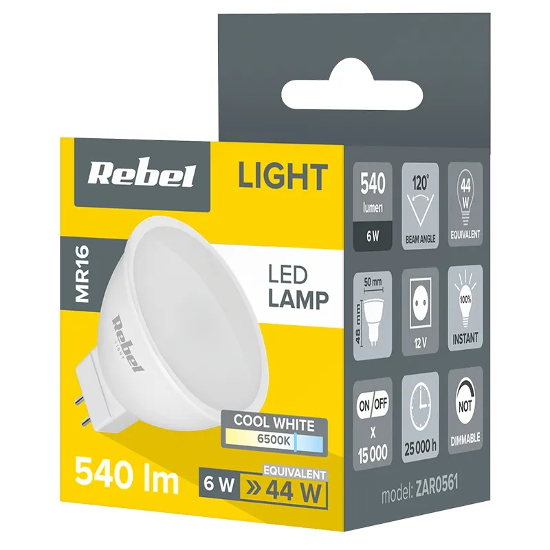 Bec LED MR16 6W 12V 6500K Rebel