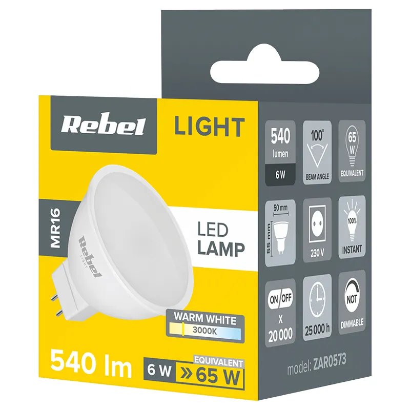 Bec LED MR16 6W 3000K 230V Rebel
