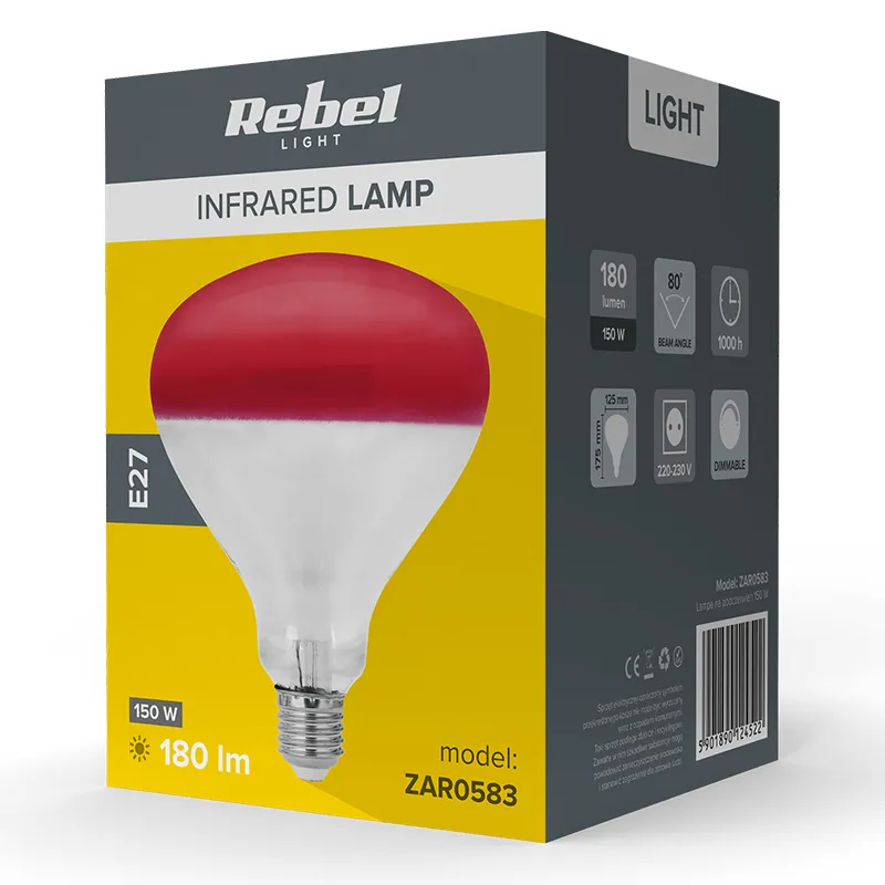 Bec Infrarosu Crestere Pui E27 R125 150W Rebel
